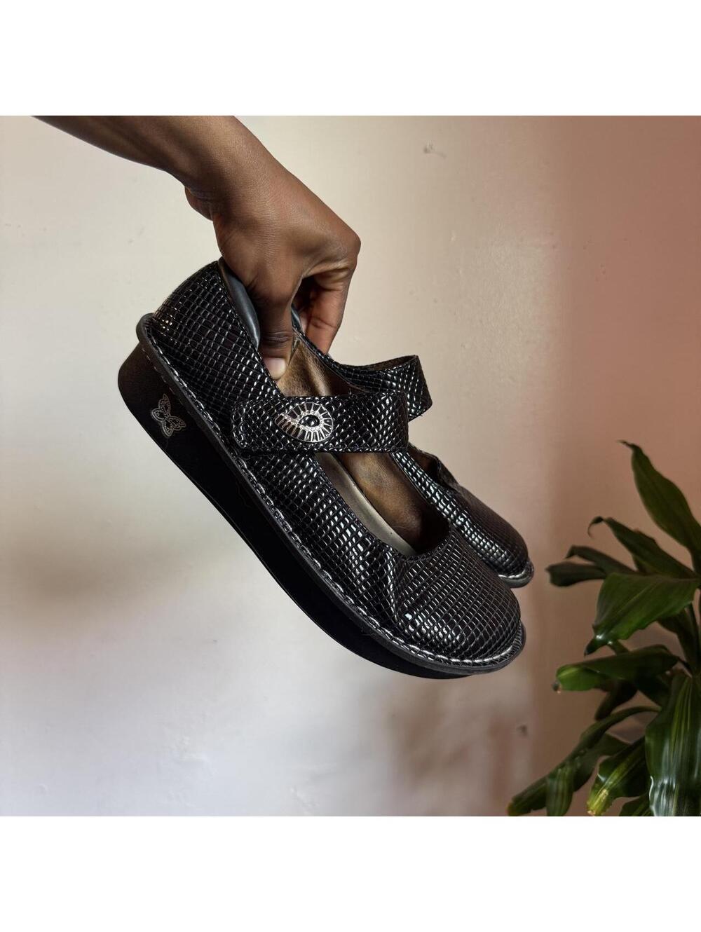 Alegria Paloma black Leather Mary Jane Clogs Shoes EU 41 W / US 9.5